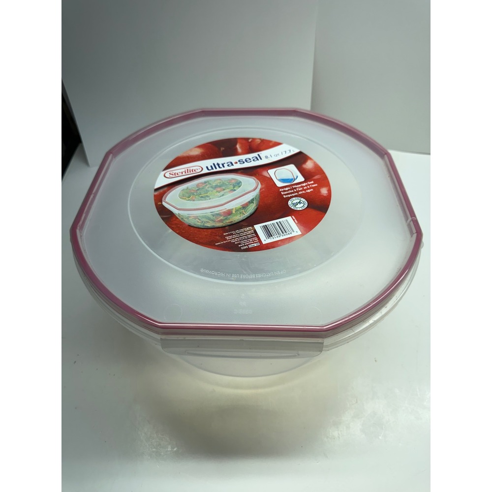 Sterilite Ultra-Seal 8.1 Quart Large Round Food Storage Container Red Gasket Lid